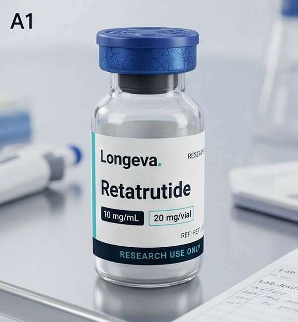 Vial de Retatrutide — Longeva Research Biologics México